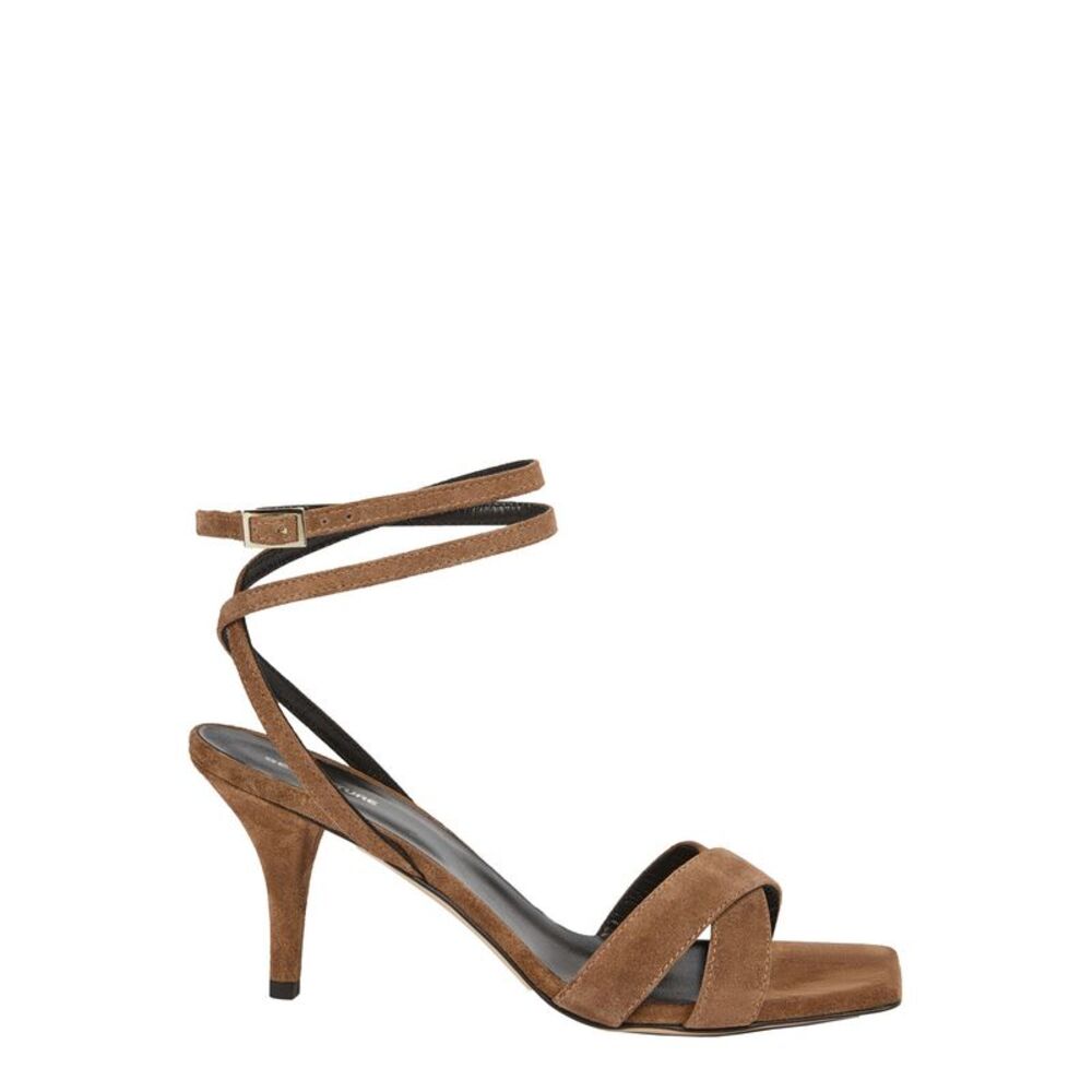 Semicouture Women Brown Suede 'Y6sz40t57' Heeled Sandals With Square Toe
